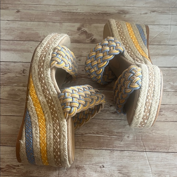 Castaner Blue and Yellow Woven Platform Sandals - Picture 6 of 11